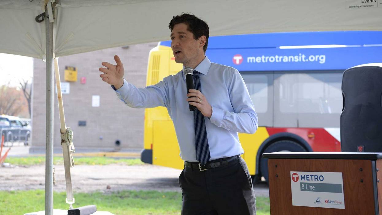 Minneapolis Mayor Jacob Frey at the B Line groundbreaking in 2023.