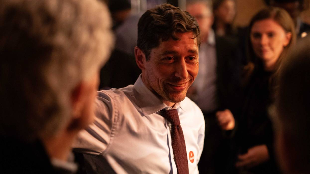 Minneapolis Mayor Jacob Frey (C) greets supporters at an Election Night party on November 4, 2025 in Minneapolis, Minnesota.