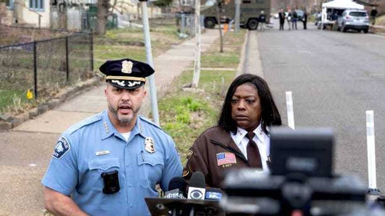 Minneapolis police Chief Brian O'Hara and Hennepin County Sheriff Dawanna Witt in Minneapolis. Witt spoke to WCCO Radio Friday about the importance of the role women play in law enforcement on National Police Woman Day.