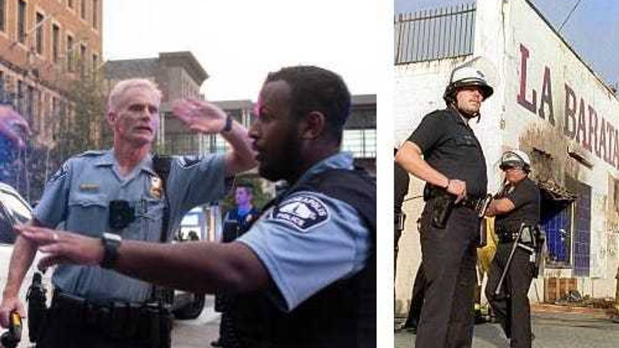 Minneapolis Police Officers in 2020, and Los Angeles Police Officers in 1992 during the riots in each city.