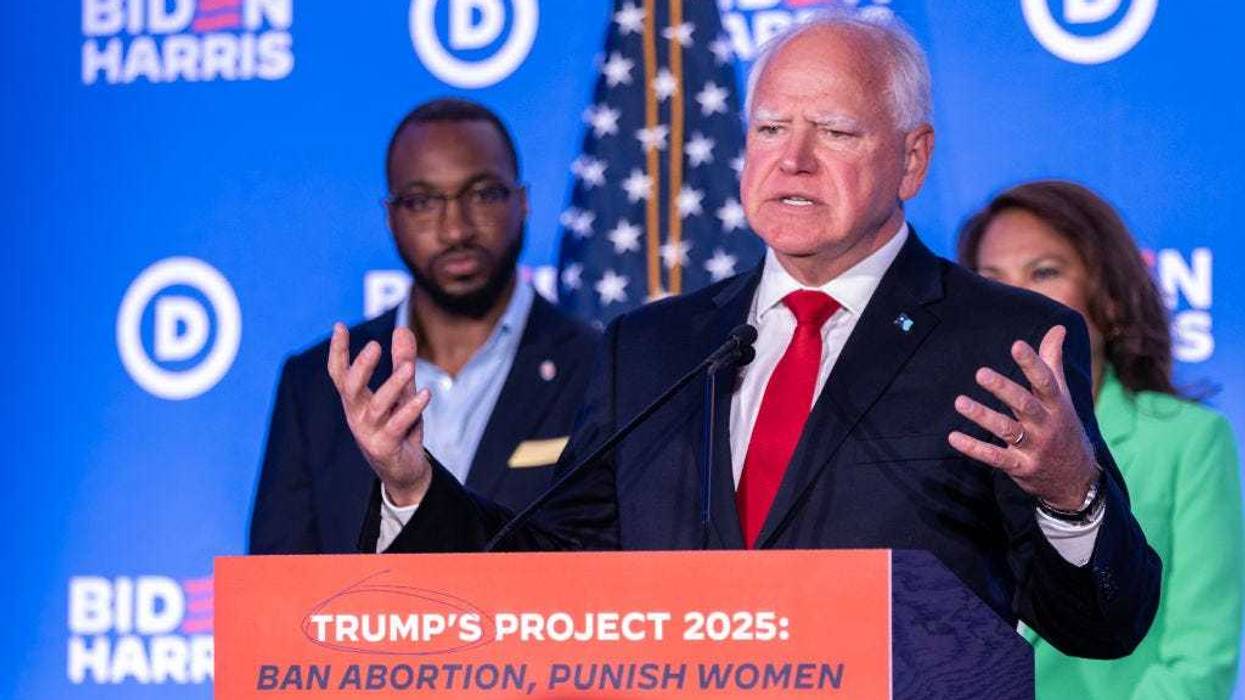 Minnesota Gov. Tim Walz speaks at a Biden-Harris campaign and DNC press conference on July 17, 2024 in Milwaukee, Wisconsin. Walz has reportedly become one of Harris' top targets for a VP on a run for the White House.