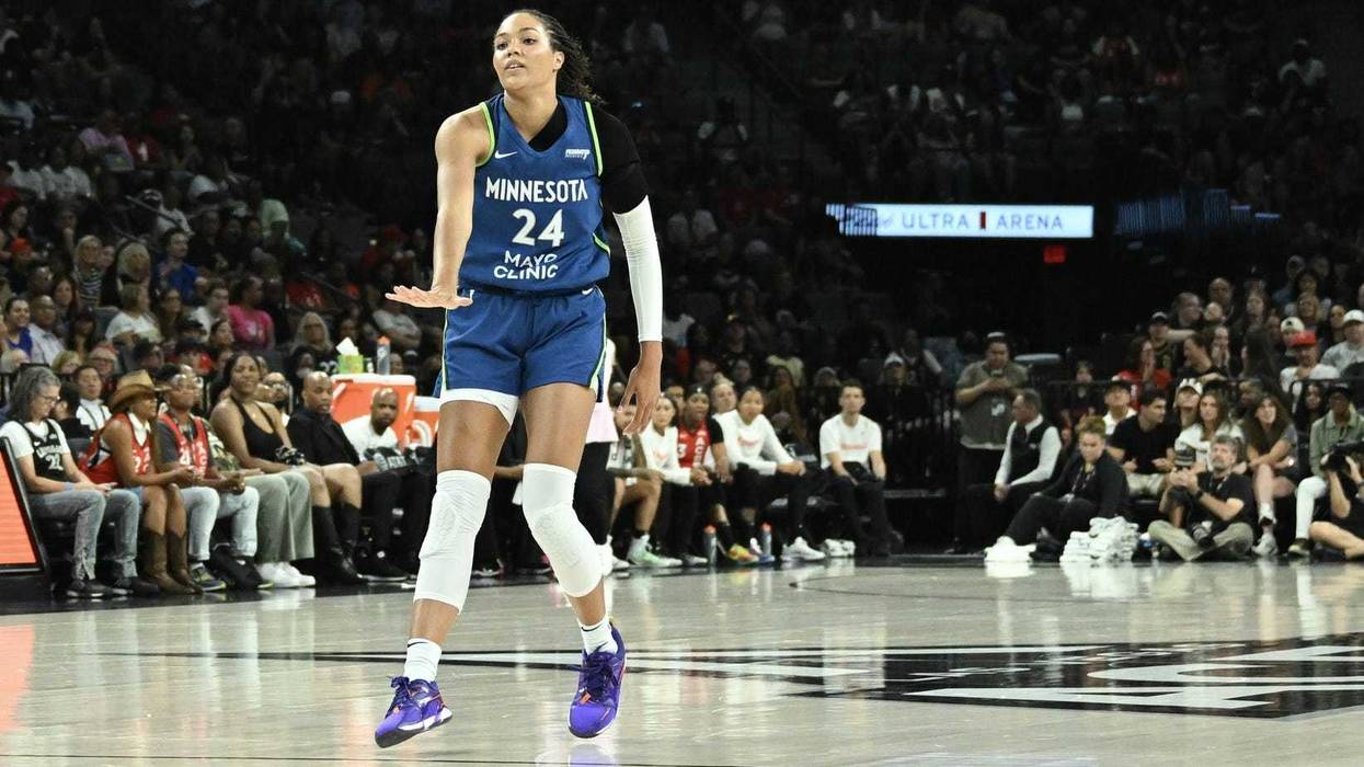 Minnesota Lynx forward Napheesa Collier (24) gestures after scoring against the Las Vegas Aces during the first quarter of their game at Michelob Ultra Arena. Despite the MVP-candidate's injury, the Lynx have kept it rolling.