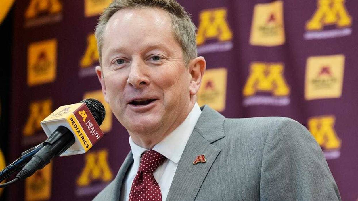 Minnesota's new head coach Niko Medved speaks during an NCAA college basketball news conference, Tuesday, March 25, 2025, in Minneapolis.