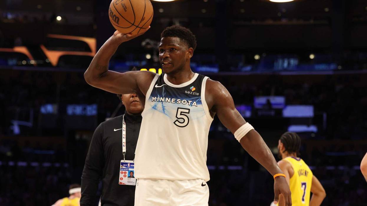 Minnesota Timberwolves guard Anthony Edwards (5) reacts after being ejected during the third quarter against the Los Angeles Lakers at Crypto.com Arena.