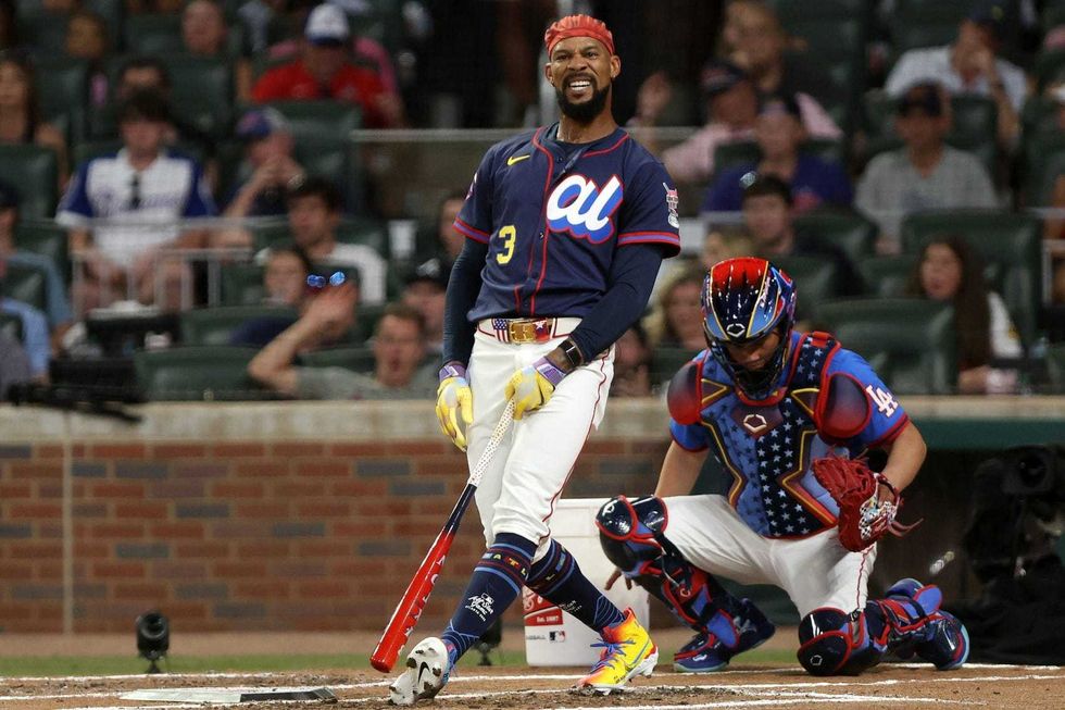 Minnesota Twins outfielder Byron Buxton (25) bats during the 2025 Home Run Derby at Truist Park.
