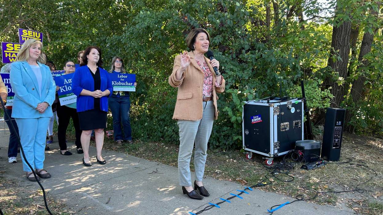Minnesota U.S. Senator Amy Klobuchar (DFL) speaking at an early voting event in St. Paul Friday.