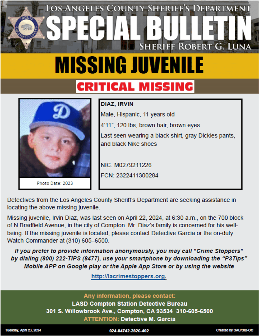 Missing boy poster
