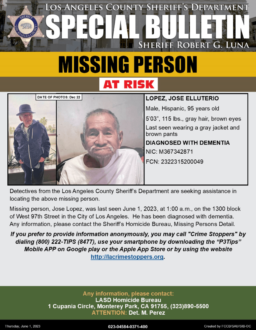 Missing person bulletin