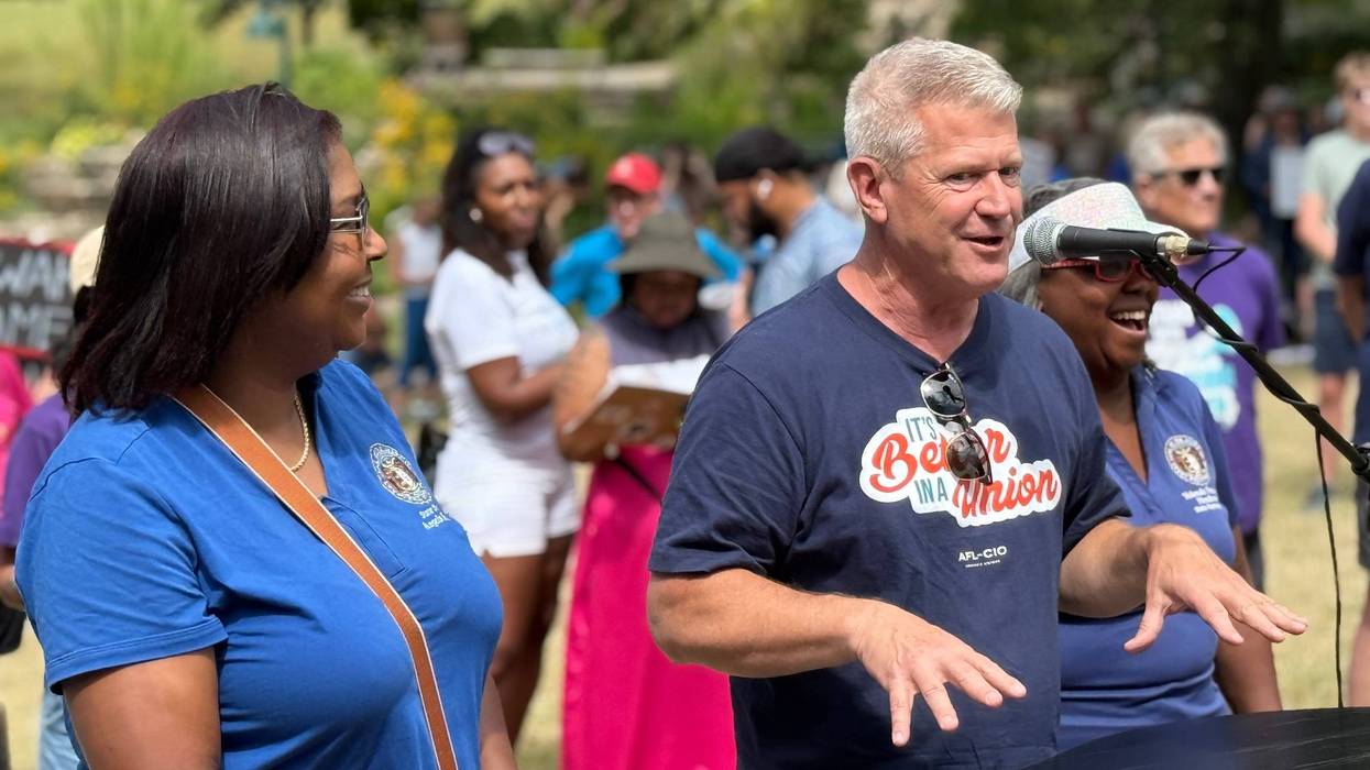 Missouri State Senate Democrats at a union rally against the special session