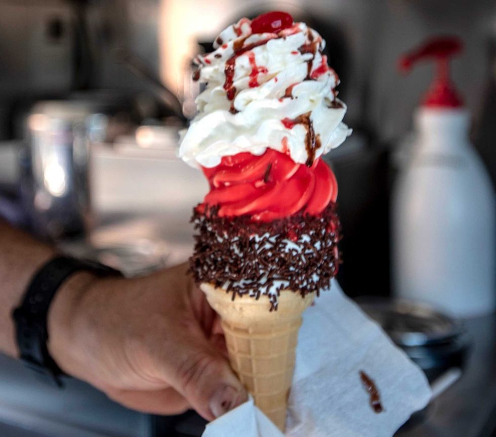 Mister Softee fans can get all the classics like a dipped cone, seen on a truck in New Jersey