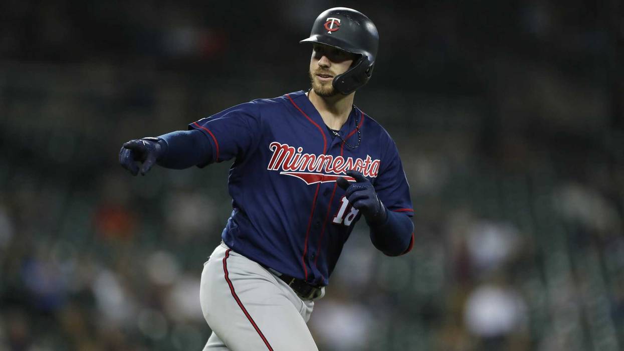 Mitch Garver heads to first base after home run 268