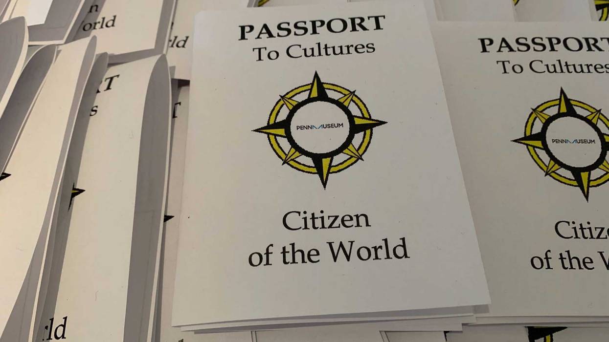 Mock passports given to kids at the Penn Museum as part of an event about holiday celebrations across the globe