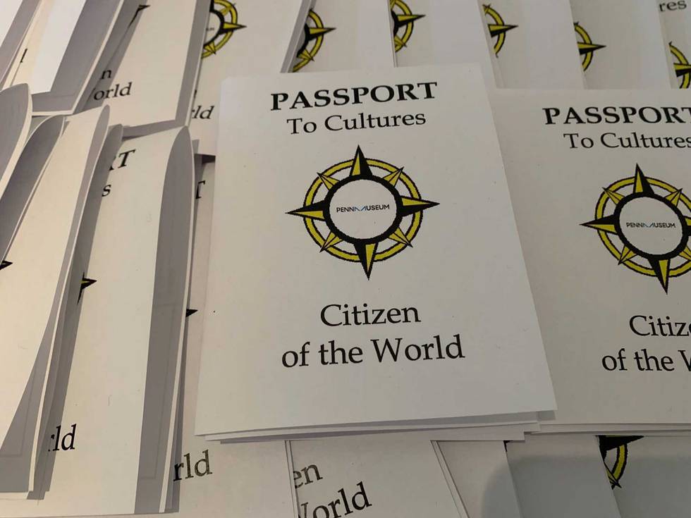 Mock passports given to kids at the Penn Museum as part of an event about holiday celebrations across the globe