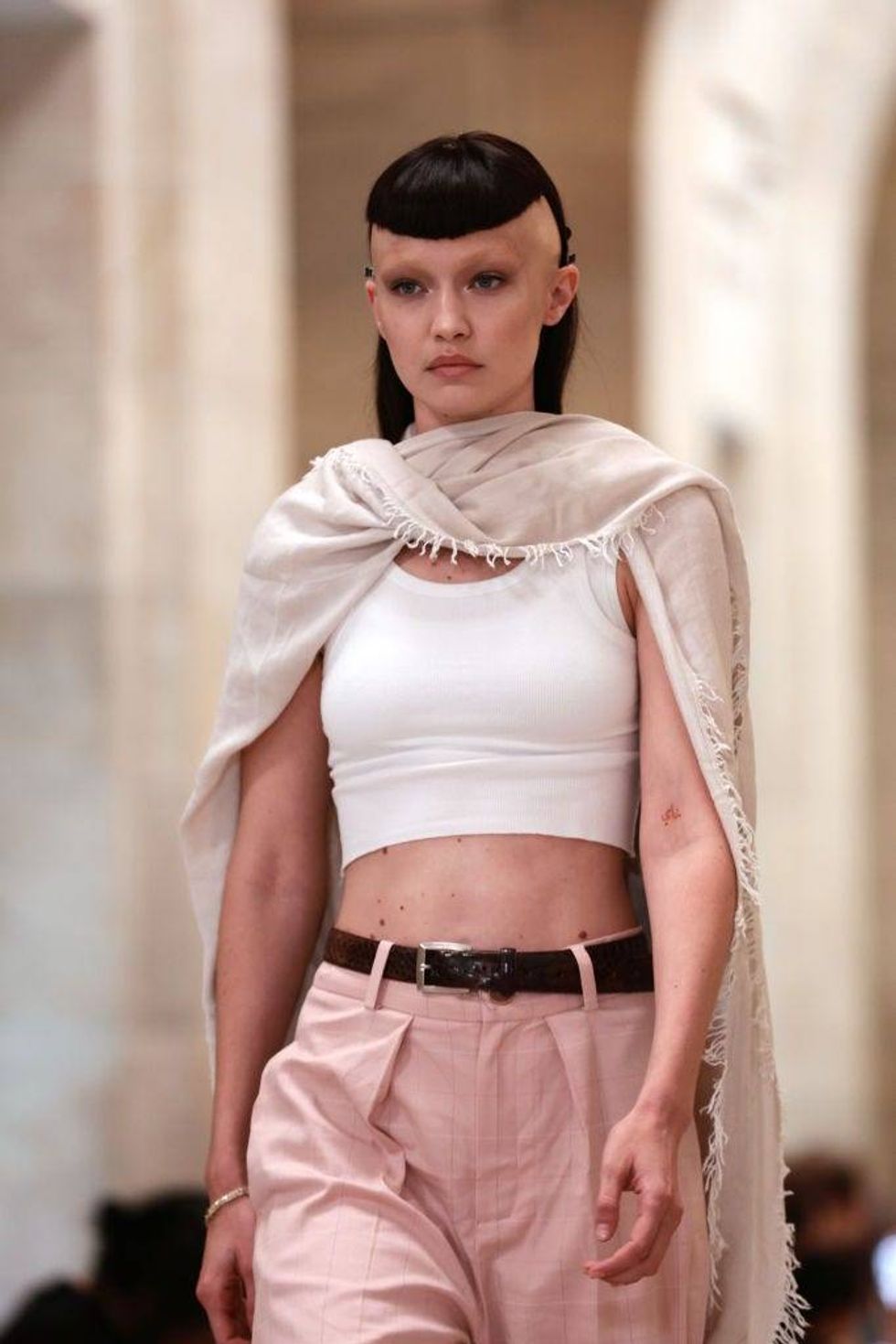 Model Gigi Hadid walks the runway during rehearsal at Marc Jacobs Fall 2022 at the New York Public Library on June 27, 2022 in New York City.