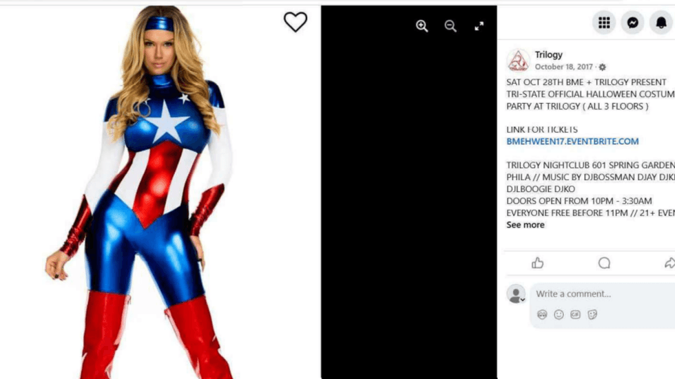 Model in Captain America costume