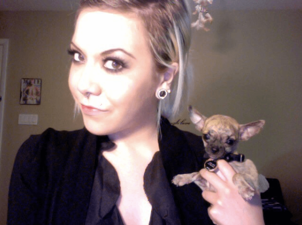 Mollie holding her dog