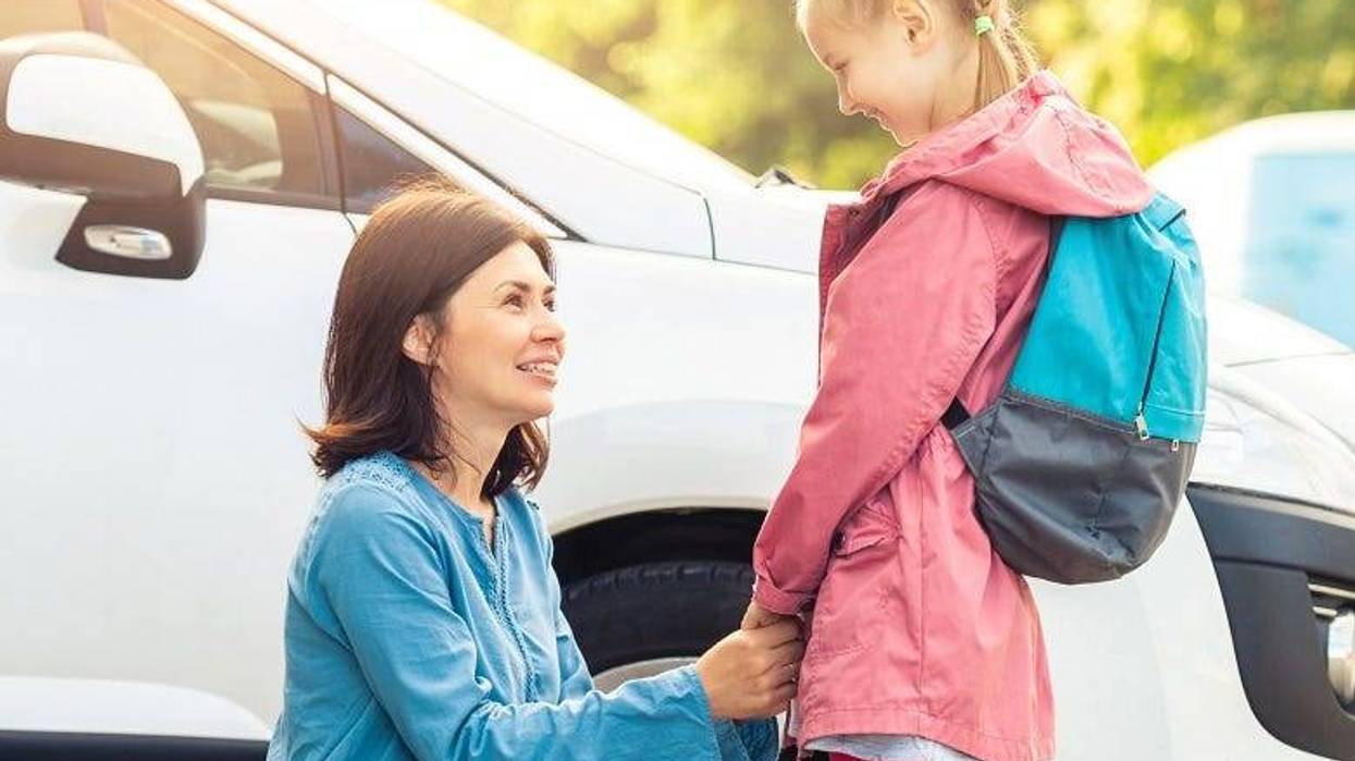 Mom dropping off kid at school