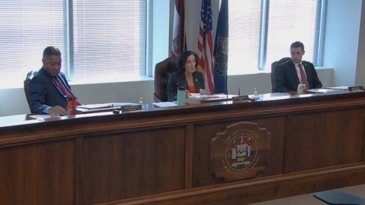 Montgomery County Commissioners (l to r) Ken Lawrence, Val Arkoosh and Joe Gale preside over a budget hearing Thursday, Dec. 1 in Norristown.