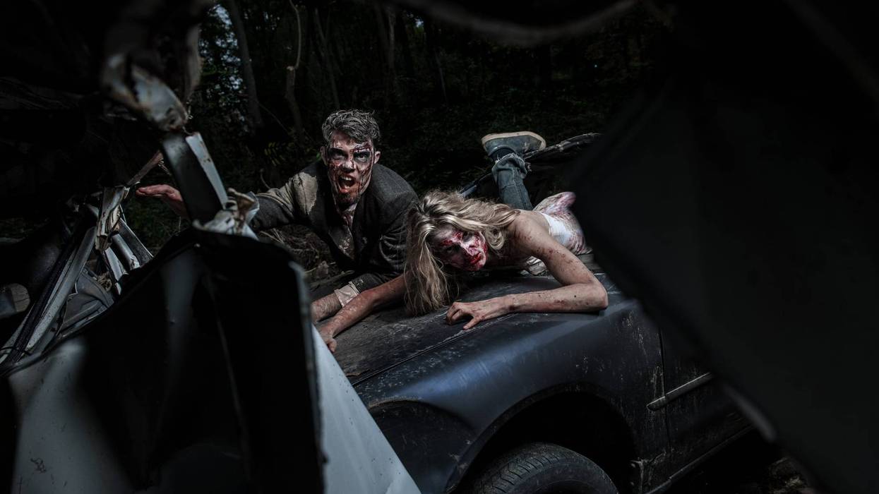 Moonlit Zombies In Car Crash Carnage