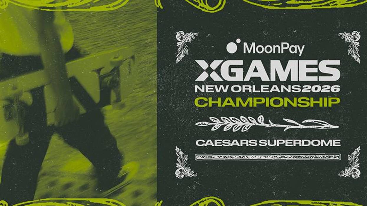 MoonPay XGames New Orleans 2026 Championship at Caesars Superdome, with skateboarder.