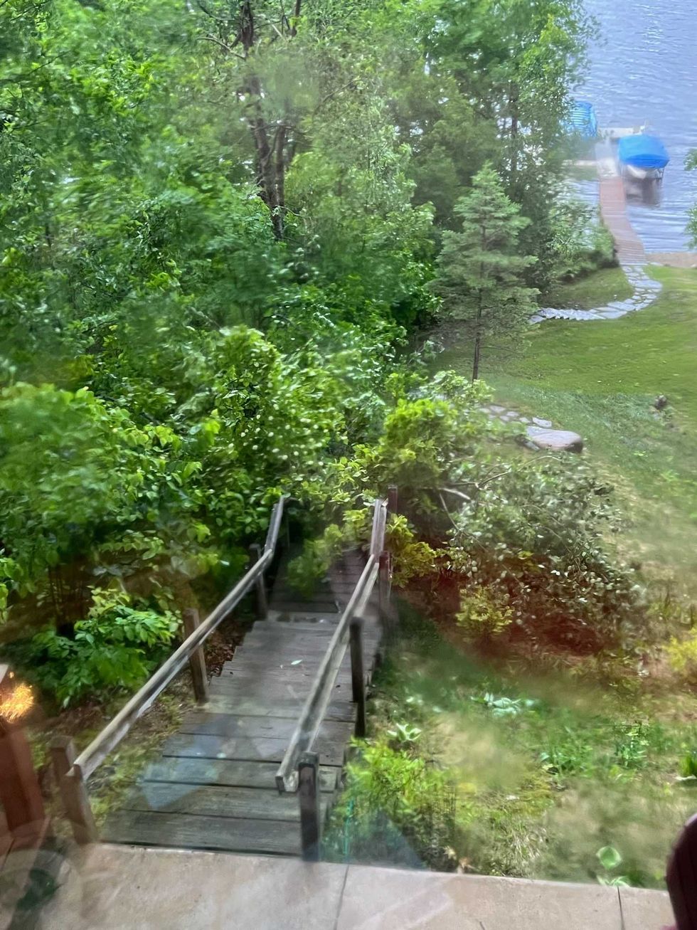 More damage on Cedar Lake in Deerwood where trees were knocked down during the storms.