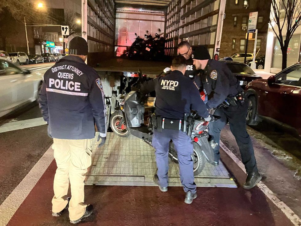 More than 40 illegal motorized scooters were seized form different Queens locations, Queens District Attorney Melinda Katz announced Monday.