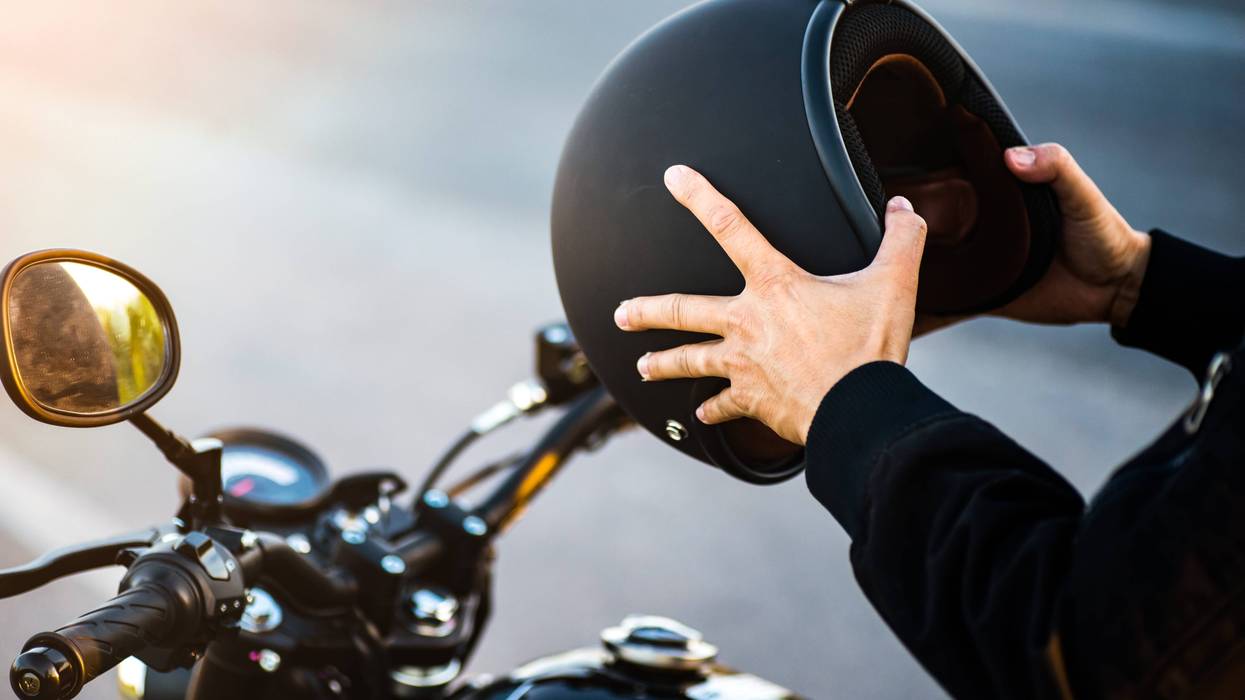 motorcycle and helmet
