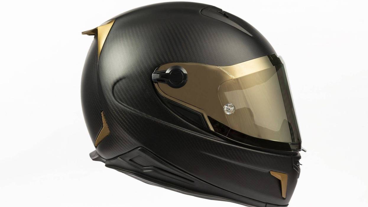 Motorcycle helmet on a white background - stock photo