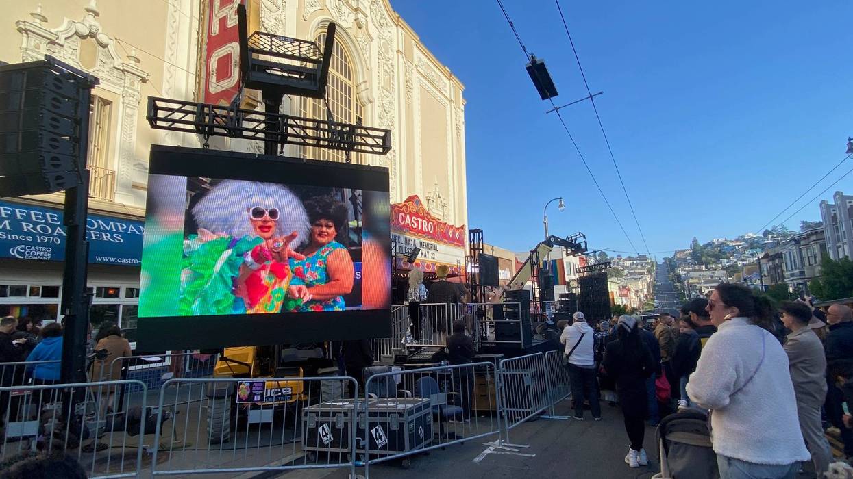 Mourners filled the street in front of the Castro Theater Tuesday night to pay their respects to local drag-legend Heklina, who passed away in early April.