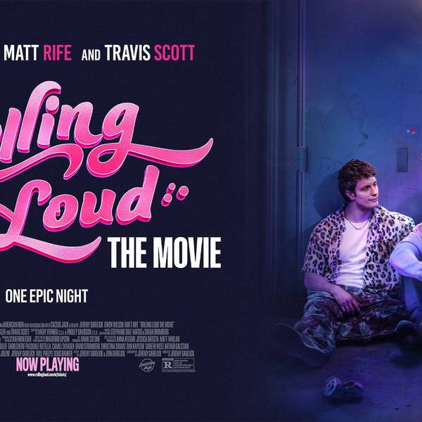 Movie poster for Rolling Loud: The Movie. Owen Wilson & Matt Rife sit exhausted outside a loud festival.