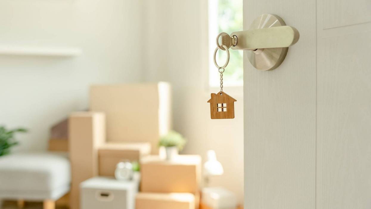 moving in, boxes and door open