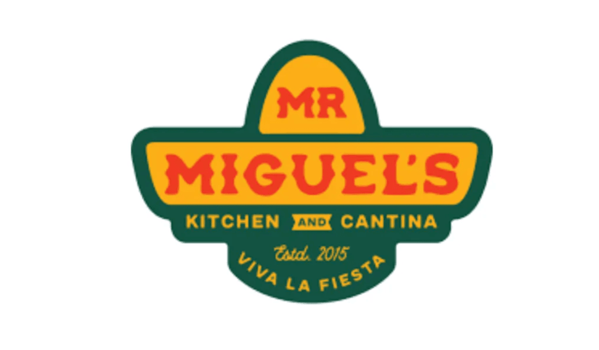 Mr. Miguel's Kitchen and Cantina logo, Estd. 2015, with "Viva La Fiesta!" (69 characters)