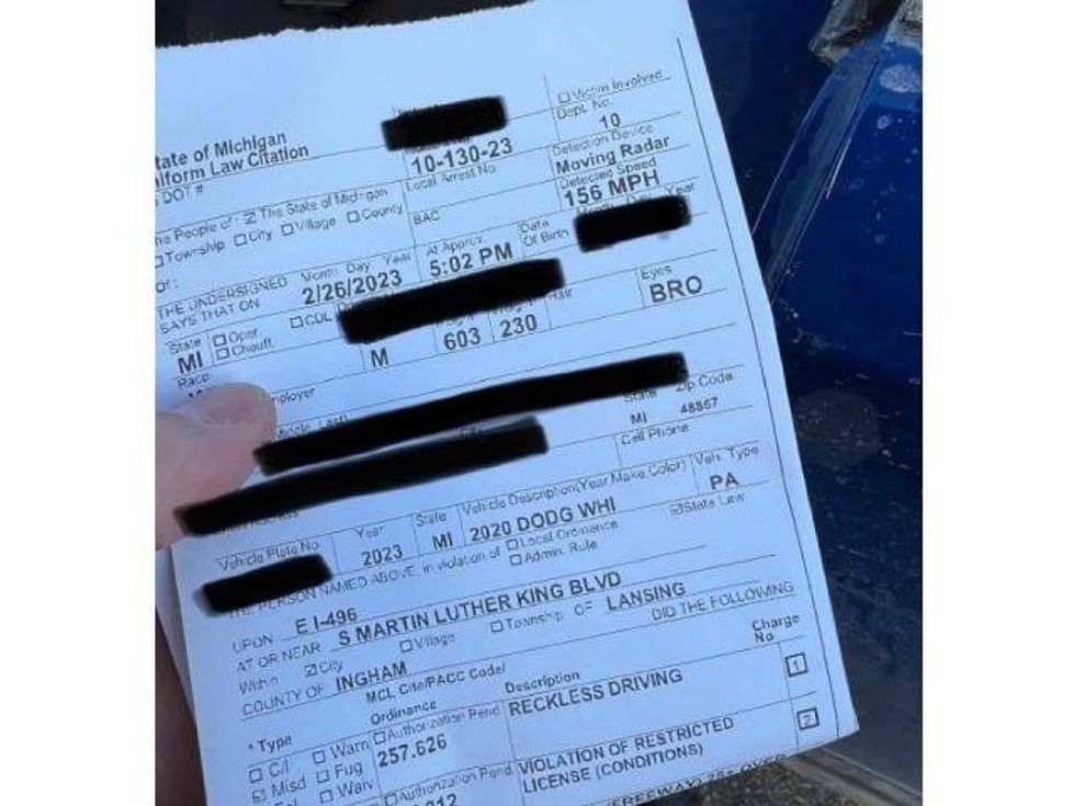 MSP issues ticket to mid-Michigan man driving 156 mph on Lansing freeway