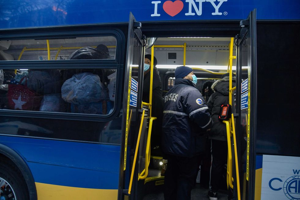 MTA bus filled with donations