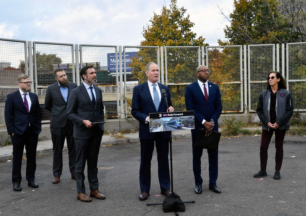 MTA officials held a press conference Tuesday at the site of a future IBX station in Jackson Heights, Queens