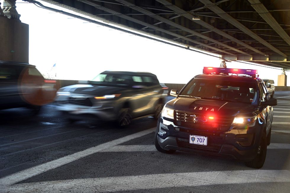MTA TBTA Bridge & Tunnel Officers (BTOs) conduct vehicle interdiction operations at the Verrazzano-Narrows Bridge on Friday, Dec 15, 2023.
