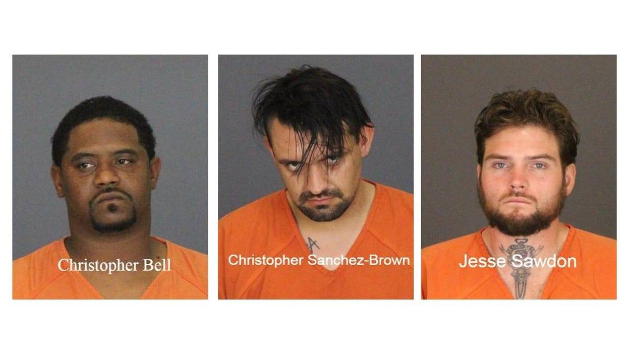 Mugshots of Christopher Bell, Christopher Sanchez-Brown and Jesse Sawdon