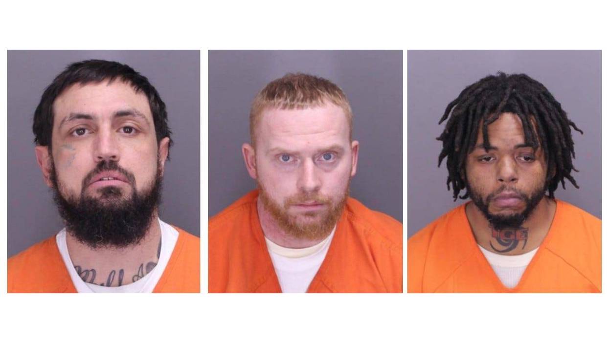 Mugshots of Scott Brown (left), William Creasy (center) and Deonte Prophett (right)