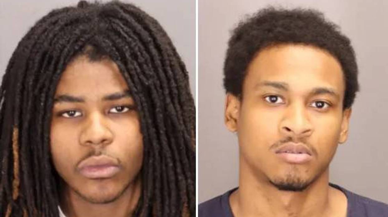 Mugshots of two Black men. Left: long dreadlocks. Right: short curly hair and a goatee.