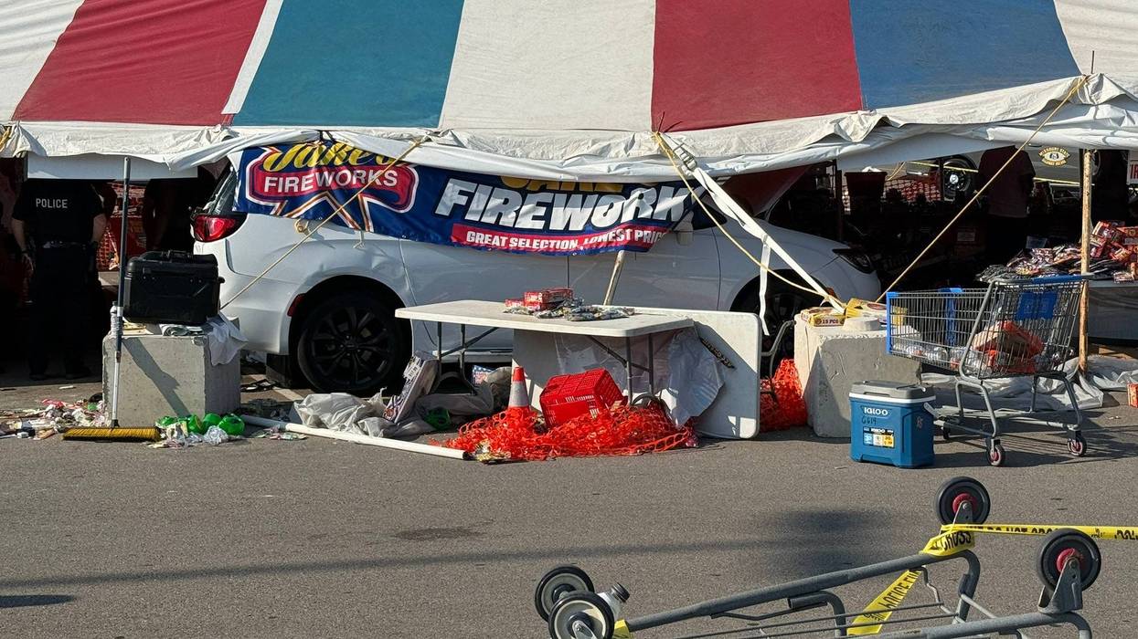 Multiple injuries are reported after a van plowed through a firework stand in the Festus Walmart parking lot.