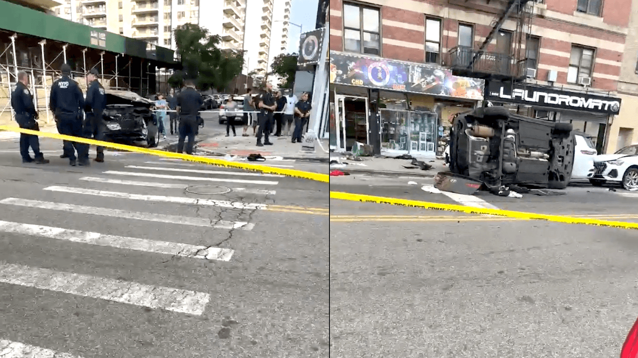 Multiple totaled vehicles were spotted at W. 179th Street and Audubon Avenue as police investigated the 6:30 a.m. crash in Washington Heights