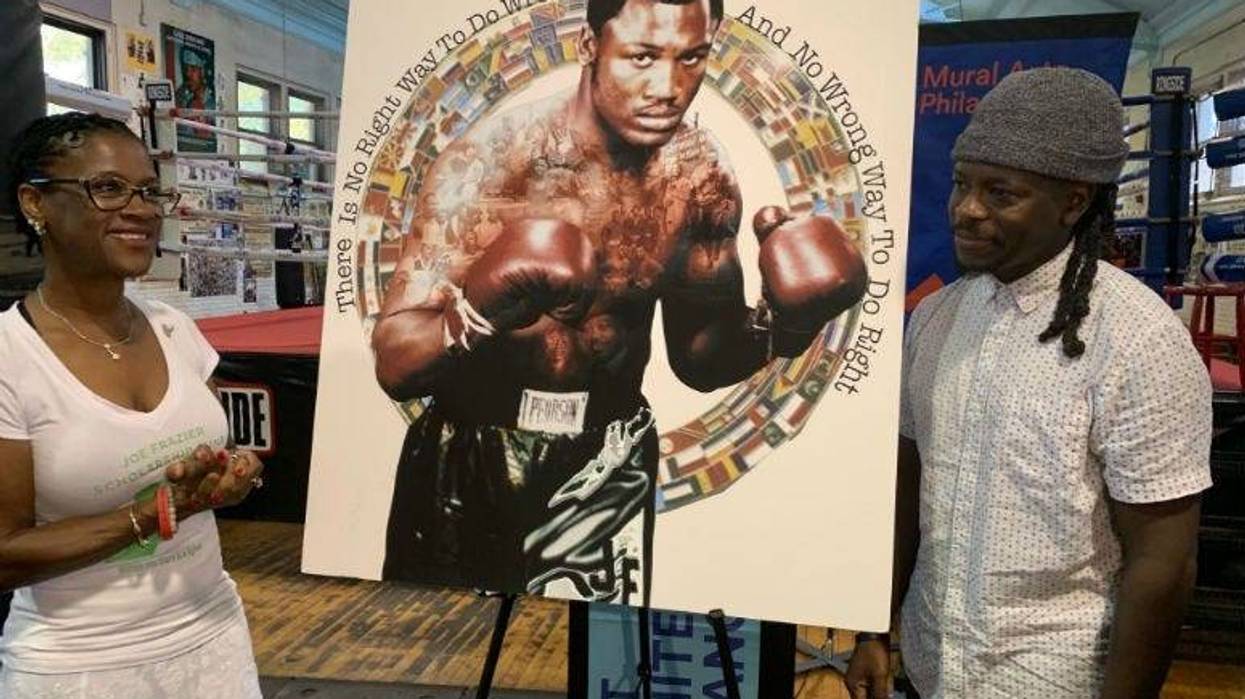 Mural Arts Philadelphia unveiled plans and a first look at the latest work of art, which will honor legendary boxer and Philadelphian Smokin' Joe Frazier at an infamous spot boxing historians will definitely appreciate.