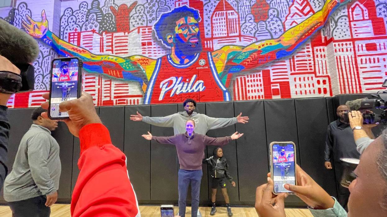 Mural honoring Joel Embiid at Alan Horwitz “Sixth Man” Center in Nicetown