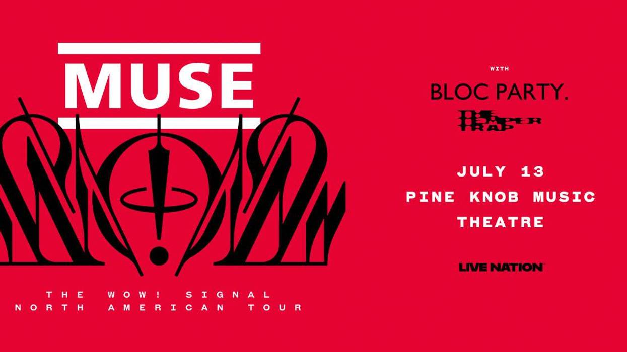 Muse concert poster: The Wow! Signal Tour with Bloc Party, The Temper Trap, July 13, Pine Knob.