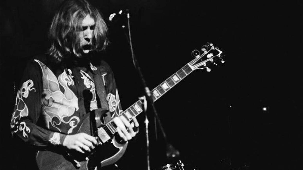 Musician Duane Allman (1946 - 1971) of American rock group The Allman Brothers Band performs at Fillmore East