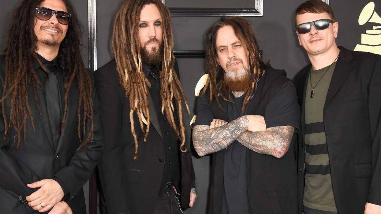 Musicians James Shaffer, Brian Welch, Reginald Arvizu, and Ray Luzier of Korn attend The 59th GRAMMY Awards at STAPLES Center on February 12, 2017 in Los Angeles, California
