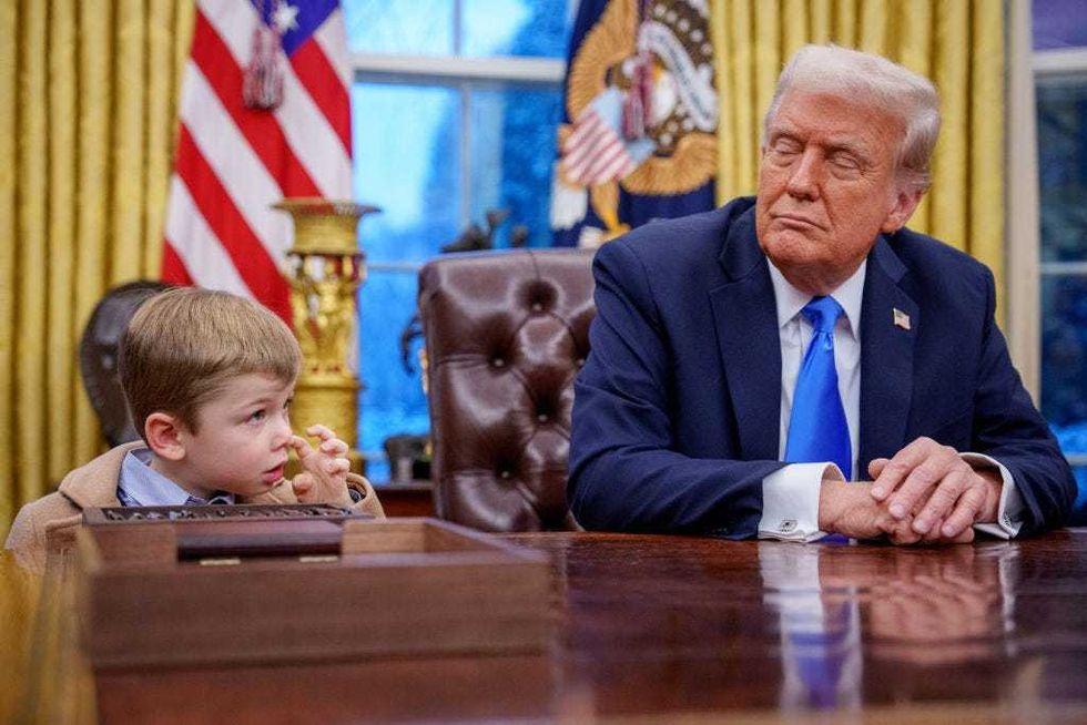 Musk, the son of Tesla and SpaceX CEO Elon Musk, stands next to U.S. President Donald Trump during an executive order signing in the Oval Office at the White House on February 11, 2025.