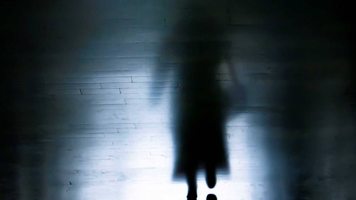 Mysterious woman in fog