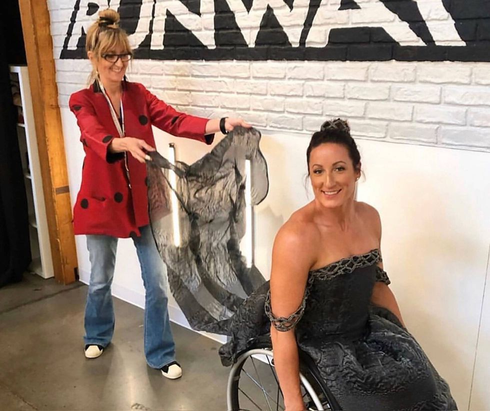 Nancy Volpe Beringer on "Project Runway" with Paralympian Tatyana McFadden.