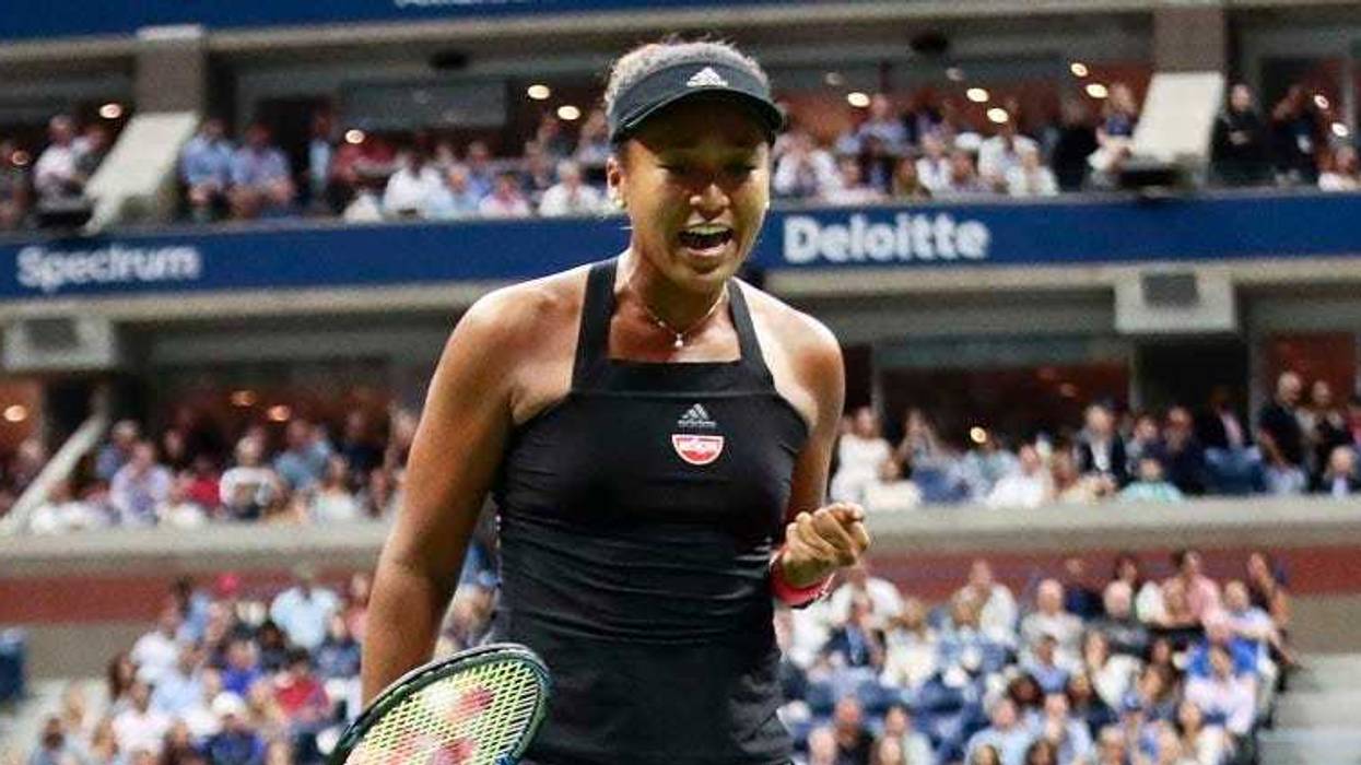Naomi Osaka reacts after winning a point against Serena Williams during the women's final of the U.S. Open on Sept. 8, 2018,